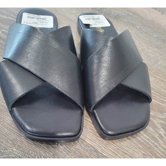Evereve Women's Black Chai Leather Slide Sandals size 6.5 #4 - Picture 5 of 7